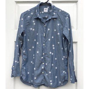 GAP chambray boyfriend shirt button down star print